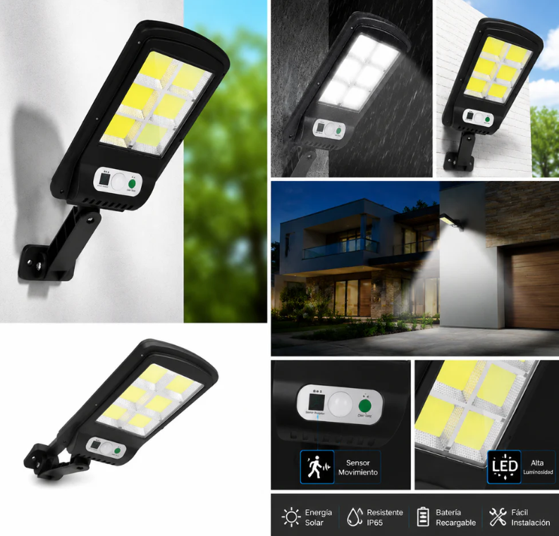 Lámpara Solar Externa UltraLED | Cero Consumo Eléctrico y Encendido Automático